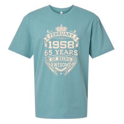 February 1958 65 Years Of Being Awesome 65th Birthday Sueded Cloud Jersey T-Shirt