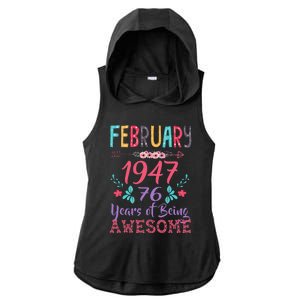 February 1947 76th Birthday Gift 76 Years Old Cute Ladies PosiCharge Tri-Blend Wicking Draft Hoodie Tank