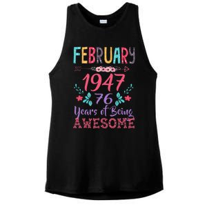 February 1947 76th Birthday Gift 76 Years Old Cute Ladies PosiCharge Tri-Blend Wicking Tank