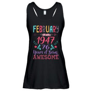 February 1947 76th Birthday Gift 76 Years Old Cute Ladies Essential Flowy Tank