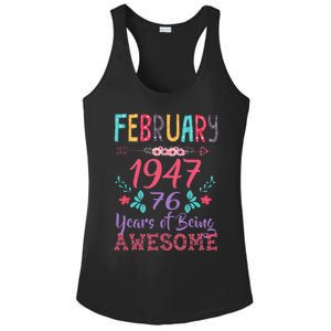 February 1947 76th Birthday Gift 76 Years Old Cute Ladies PosiCharge Competitor Racerback Tank