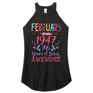 February 1947 76th Birthday Gift 76 Years Old Cute Women's Perfect Tri Rocker Tank