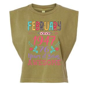 February 1947 76th Birthday Gift 76 Years Old Cute Garment-Dyed Women's Muscle Tee