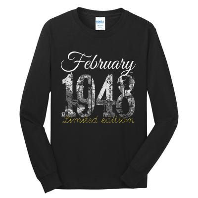 February 1948 75 Year Old 1948 75th Birthday Gift Tall Long Sleeve T-Shirt