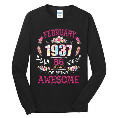 February 1937 86th Birthday Gift 86 Years Old Tall Long Sleeve T-Shirt