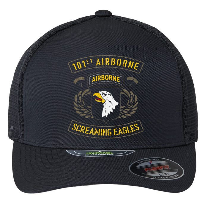 Funny 101st Airborne Paratrooper Army Veteran Vintage Flexfit Unipanel Trucker Cap