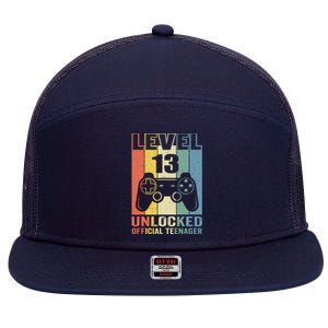 Funny 13th Birthday Gift Boy Level 13 Unlocked Teenager 7 Panel Mesh Trucker Snapback Hat