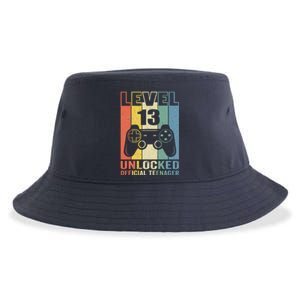 Funny 13th Birthday Gift Boy Level 13 Unlocked Teenager Sustainable Bucket Hat