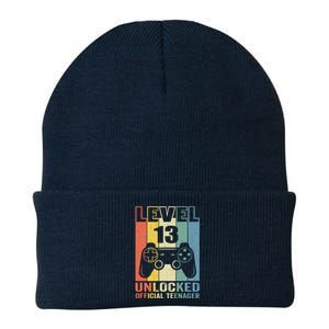 Funny 13th Birthday Gift Boy Level 13 Unlocked Teenager Knit Cap Winter Beanie