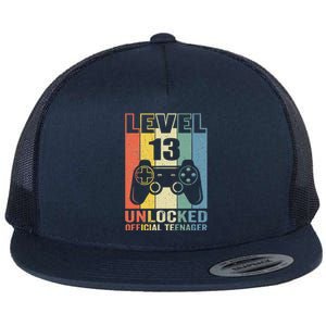 Funny 13th Birthday Gift Boy Level 13 Unlocked Teenager Flat Bill Trucker Hat