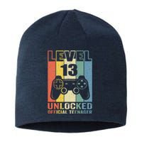 Funny 13th Birthday Gift Boy Level 13 Unlocked Teenager Sustainable Beanie