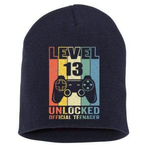 Funny 13th Birthday Gift Boy Level 13 Unlocked Teenager Short Acrylic Beanie