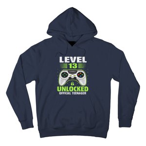 Funny 13th Birthday Gift Boy Level 13 Unlocked Teenager Hoodie