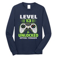 Funny 13th Birthday Gift Boy Level 13 Unlocked Teenager Long Sleeve Shirt