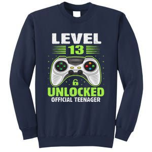 Funny 13th Birthday Gift Boy Level 13 Unlocked Teenager Sweatshirt