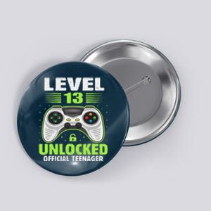 Funny 13th Birthday Gift Boy Level 13 Unlocked Teenager Button