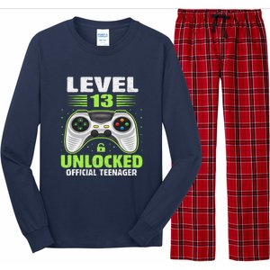 Funny 13th Birthday Gift Boy Level 13 Unlocked Teenager Long Sleeve Pajama Set