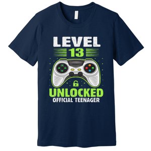 Funny 13th Birthday Gift Boy Level 13 Unlocked Teenager Premium T-Shirt