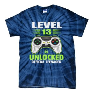 Funny 13th Birthday Gift Boy Level 13 Unlocked Teenager Tie-Dye T-Shirt