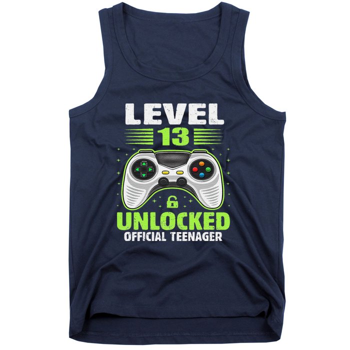 Funny 13th Birthday Gift Boy Level 13 Unlocked Teenager Tank Top