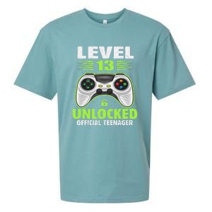 Funny 13th Birthday Gift Boy Level 13 Unlocked Teenager Sueded Cloud Jersey T-Shirt