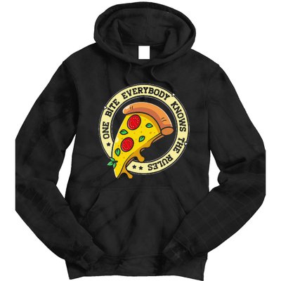 Funny 1 Bites Pizza Everybody knows the rules food lover Tie Dye Hoodie