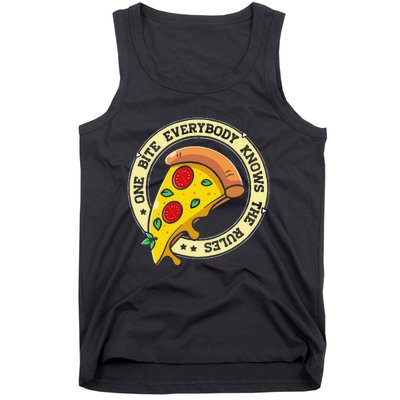 Funny 1 Bites Pizza Everybody knows the rules food lover Tank Top