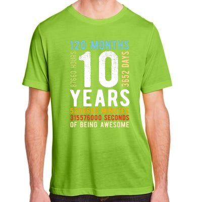 Funny 10th Birthday, 10 Years Old, Vintage Retro 120 Months 1 Adult ChromaSoft Performance T-Shirt