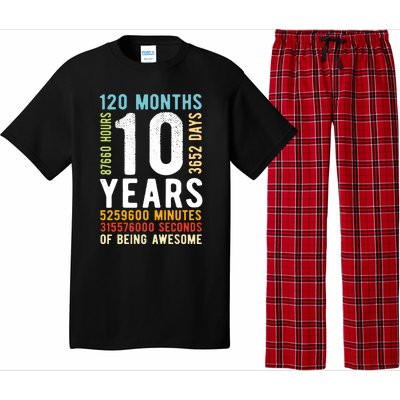 Funny 10th Birthday, 10 Years Old, Vintage Retro 120 Months 1 Pajama Set