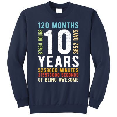 Funny 10th Birthday, 10 Years Old, Vintage Retro 120 Months 1 Sweatshirt