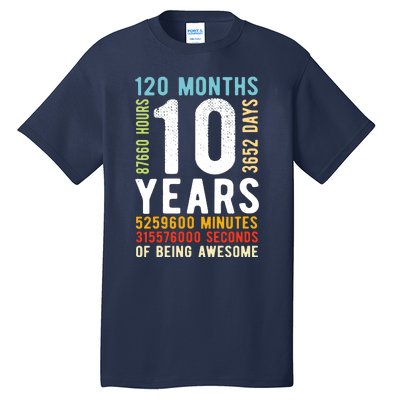 Funny 10th Birthday, 10 Years Old, Vintage Retro 120 Months 1 Tall T-Shirt