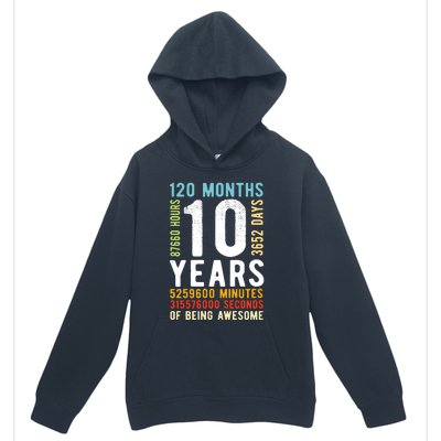 Funny 10th Birthday, 10 Years Old, Vintage Retro 120 Months 1 Urban Pullover Hoodie