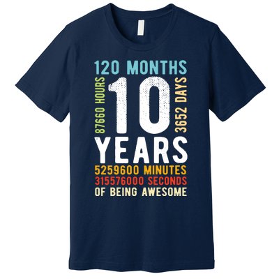 Funny 10th Birthday, 10 Years Old, Vintage Retro 120 Months 1 Premium T-Shirt