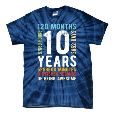 Funny 10th Birthday, 10 Years Old, Vintage Retro 120 Months 1 Tie-Dye T-Shirt