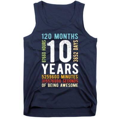 Funny 10th Birthday, 10 Years Old, Vintage Retro 120 Months 1 Tank Top