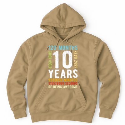 Funny 10th Birthday, 10 Years Old, Vintage Retro 120 Months 1 Hoodie