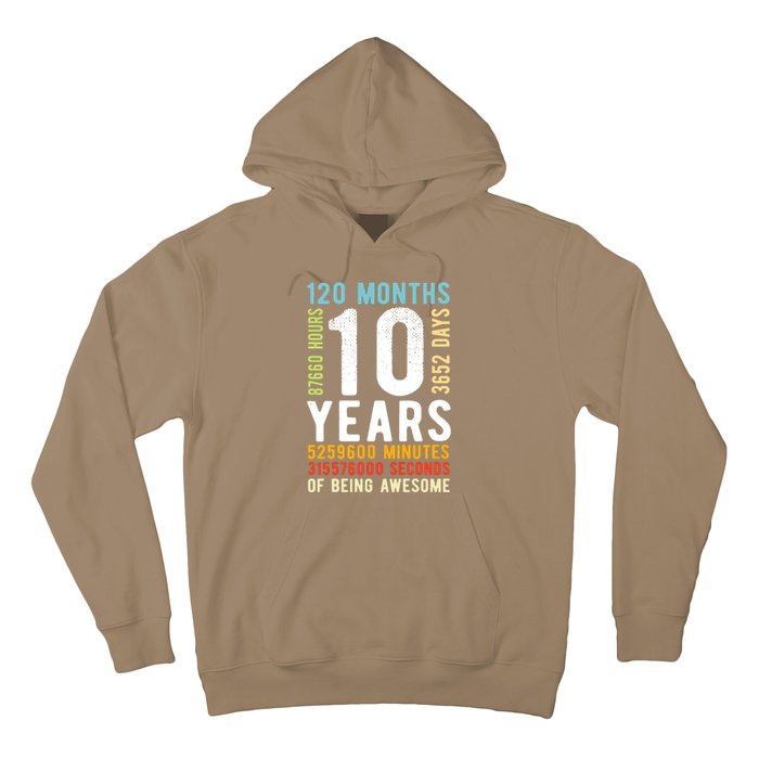 Funny 10th Birthday, 10 Years Old, Vintage Retro 120 Months 1 Hoodie