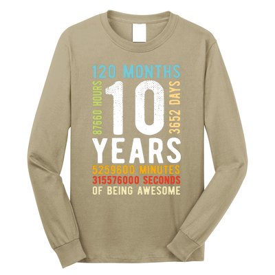 Funny 10th Birthday, 10 Years Old, Vintage Retro 120 Months 1 Long Sleeve Shirt