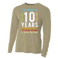 Funny 10th Birthday, 10 Years Old, Vintage Retro 120 Months 1 Cooling Performance Long Sleeve Crew