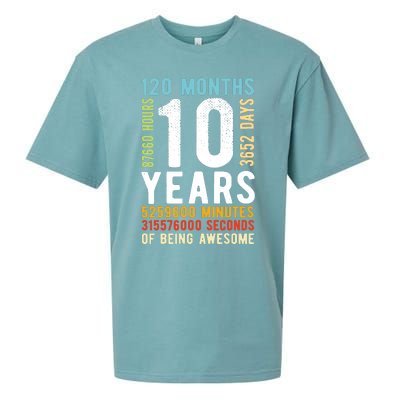 Funny 10th Birthday, 10 Years Old, Vintage Retro 120 Months 1 Sueded Cloud Jersey T-Shirt