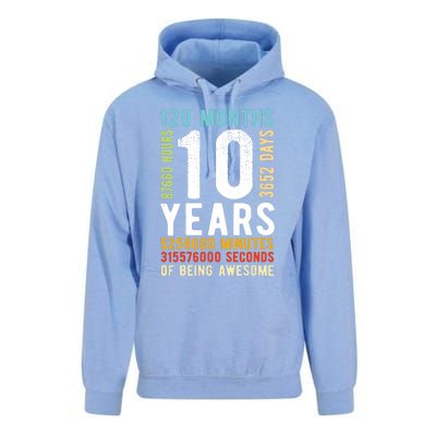 Funny 10th Birthday, 10 Years Old, Vintage Retro 120 Months 1 Unisex Surf Hoodie