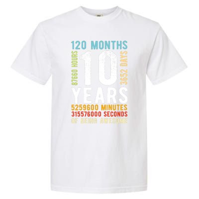 Funny 10th Birthday, 10 Years Old, Vintage Retro 120 Months 1 Garment-Dyed Heavyweight T-Shirt