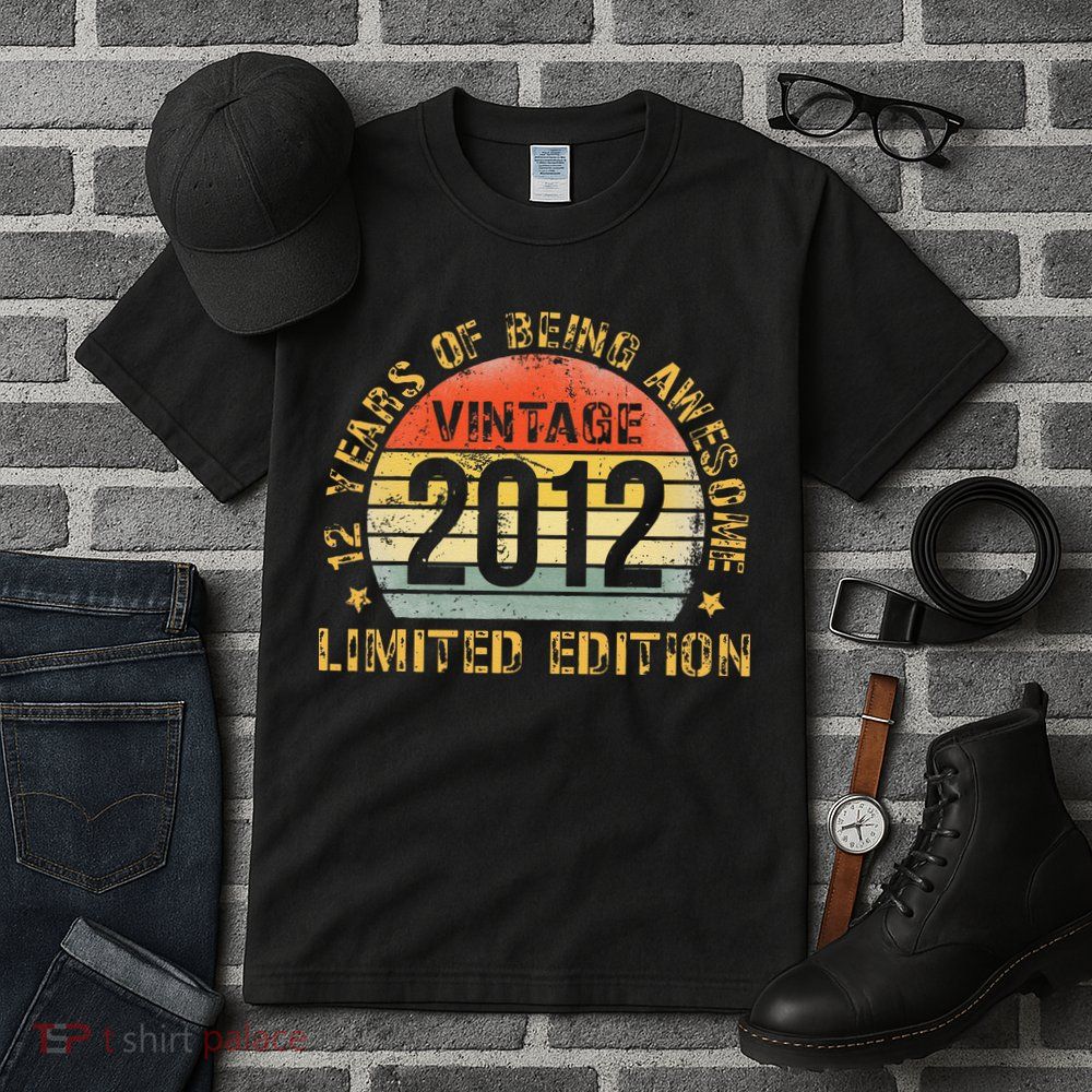 Funny 12th Birthday Decoration Boy 12yr 12 Year Old Birthday Gift Tall T-Shirt