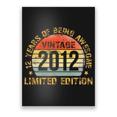 Funny 12th Birthday Decoration Boy 12yr 12 Year Old Birthday Gift Poster