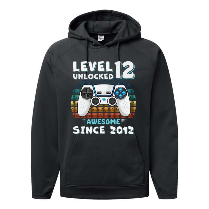 Funny 12th Birthday Decoration Boy 12yr 12 Year Old Birthday Performance Fleece Hoodie