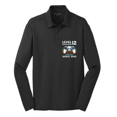 Funny 12th Birthday Decoration Boy 12yr 12 Year Old Birthday Silk Touch Performance Long Sleeve Polo