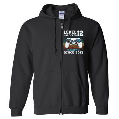 Funny 12th Birthday Decoration Boy 12yr 12 Year Old Birthday Full Zip Hoodie