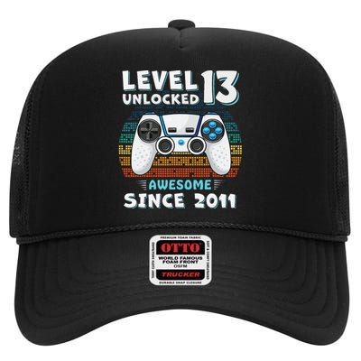 Funny 13th Birthday Decoration Boy 13yr 13 Year Old Birthday High Crown Mesh Back Trucker Hat