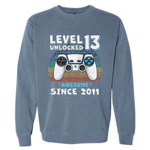 Funny 13th Birthday Decoration Boy 13yr 13 Year Old Birthday Garment-Dyed Sweatshirt