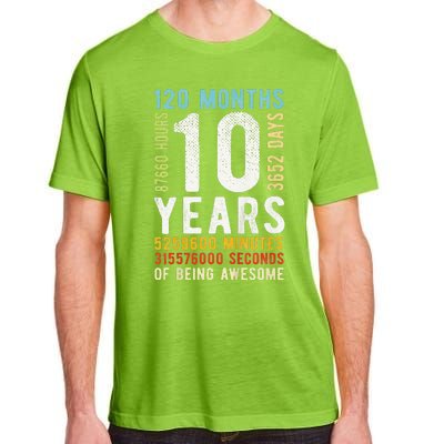 Funny 10th Birthday 10 Years Old Vintage Retro 120 Months Adult ChromaSoft Performance T-Shirt